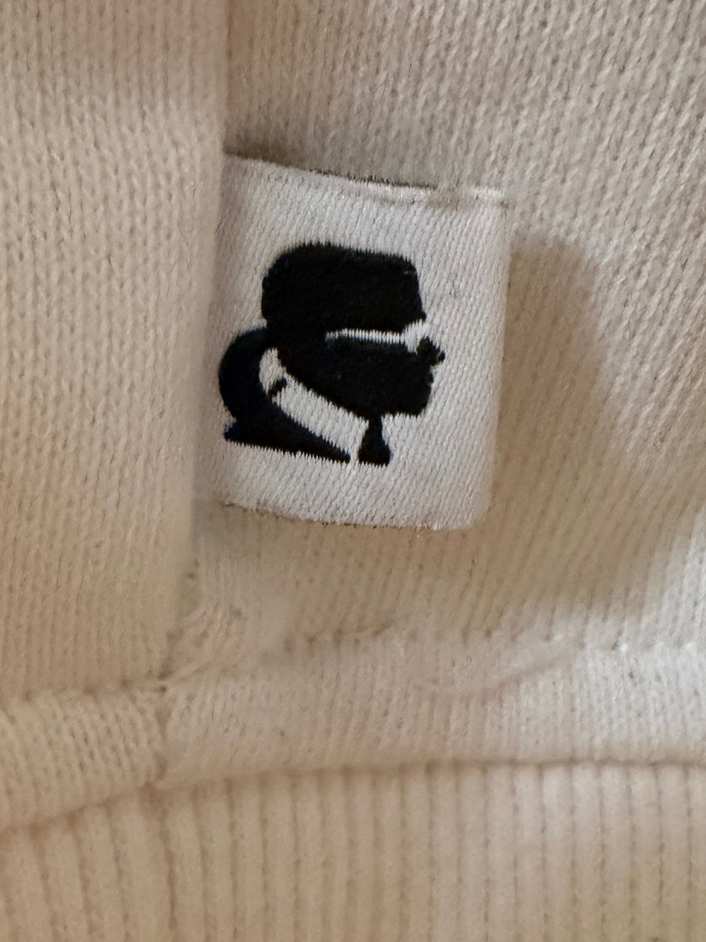 Karl Lagerfeld White Sweatshirt with Gold Lagerfeld Paris Emblem Sz Lg - Picture 7 of 15
